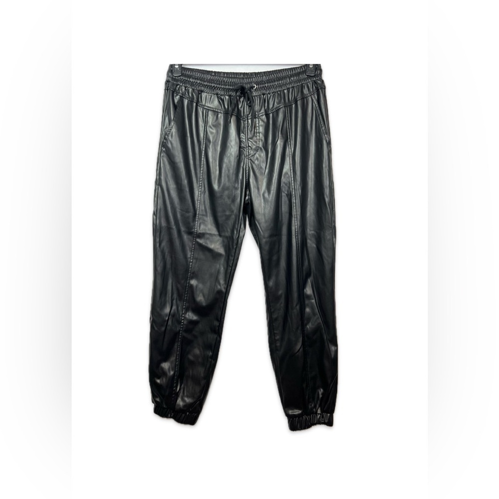 Cello Faux Leather Jogger Pants Size XL Black Drawstring Waist